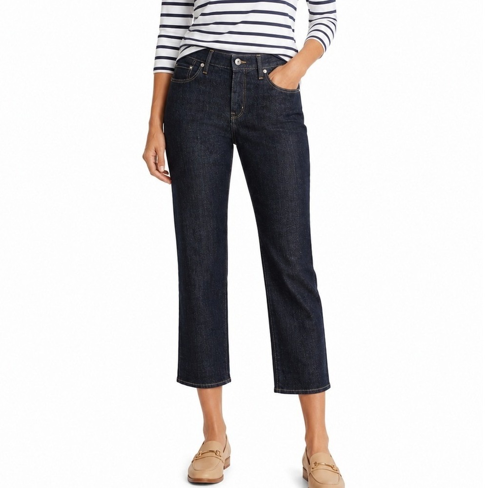 Talbots Womens Dark Wash Straight Crop Jeans Cotton Casual Preppy 8P‎